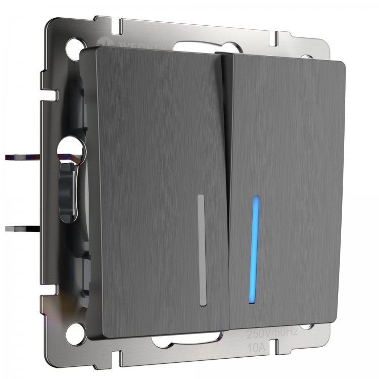 Werkel Выключатель 2-кл проходной с подсветкой W1122104 графит рифленый