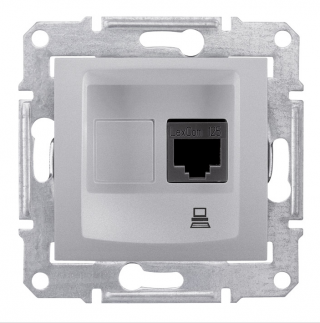 Розетка компьютерная 1-ая Sedna (RJ45) кат.6, экранированная STP алюминий