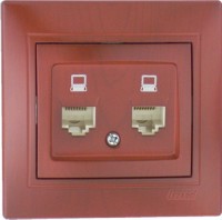 Розетка LEZARD телеф.двойная  евро вишня  701-0601-138