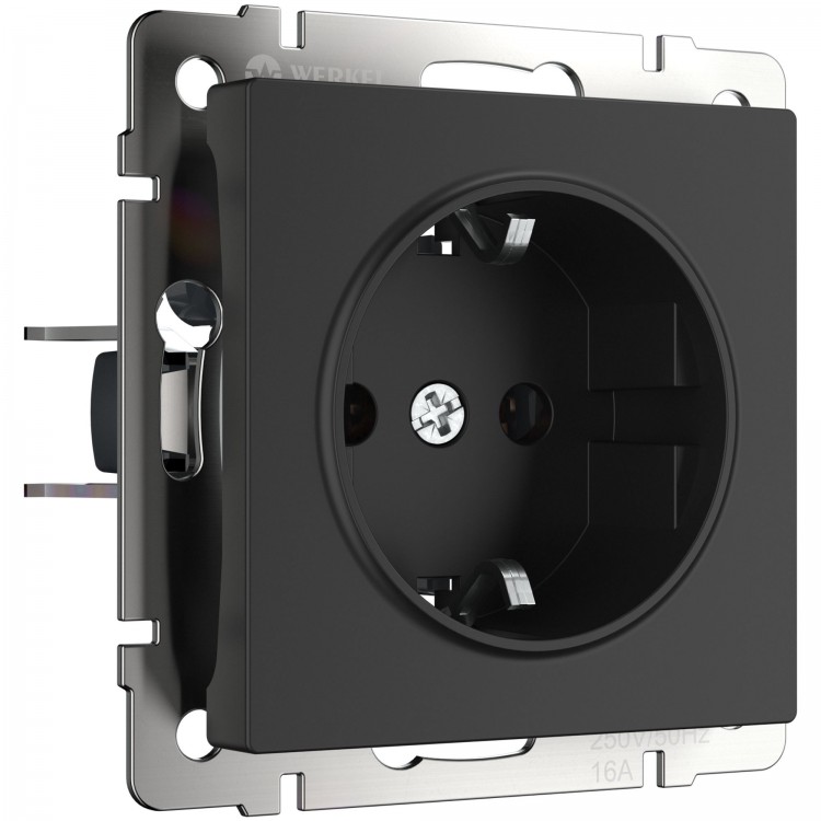 Werkel Розетка с/з  Черный матовый W1171008 (WL08-SKG-01-IP20)