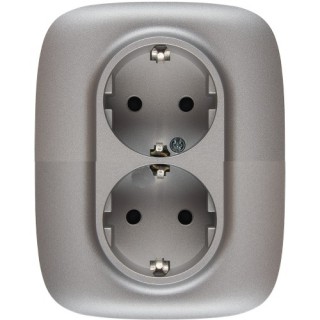 Legrand Valena ALLURE Алюм Накладка розетки с/з 2*2К+З
