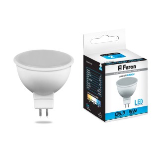 Лампа светодиодная Feron LB-24 5W 230V G5.3 MR16 6400K матовая (266)