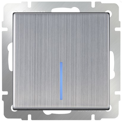Werkel Выключатель 1-кл. проходной с подсветкой  W1112102  (WL02-SW-1G-2W-LED) глянц.никель