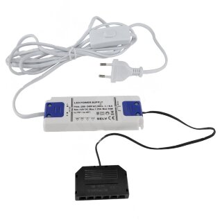 Блок питания тонкий с терминалом роз.6шт. тип LED и сетевым проводом AC-230/DC-12V IP31 15W