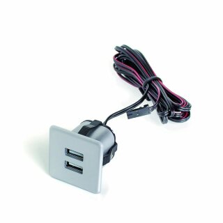 Розетка USB врезная (2 USB), диаметр 30мм пластик алюминий 13070001