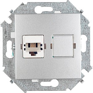 Розетка SIMON 15 телефонная RJ11 винт.зажим алюминий 1591480-033