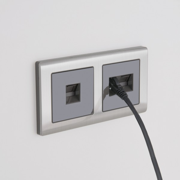 Werkel Розетка телефонная+ интернет RJ11+ RJ45 Серо-коричневый WL07-RJ11+RJ45