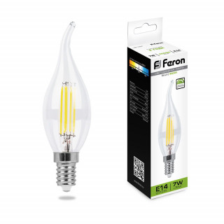 Лампа светодиодная Feron LB-167 E14 7W 230V 4000K свеча на ветру, диммируемая