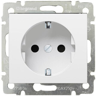Legrand Valena Розетка 1-местная с/з со шторками белая 774421(694269)