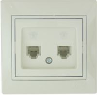 Розетка LEZARD комп. двойная крем со вставкой  701-0303-141