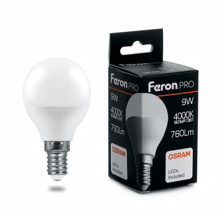 Лампа светодиодная Feron.PRO LB-1409 Шарик E14 9W 175-265V 4000K