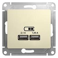 SE Sedna Розетка 2-ая USB 2,1А беж. (2x1,05А)