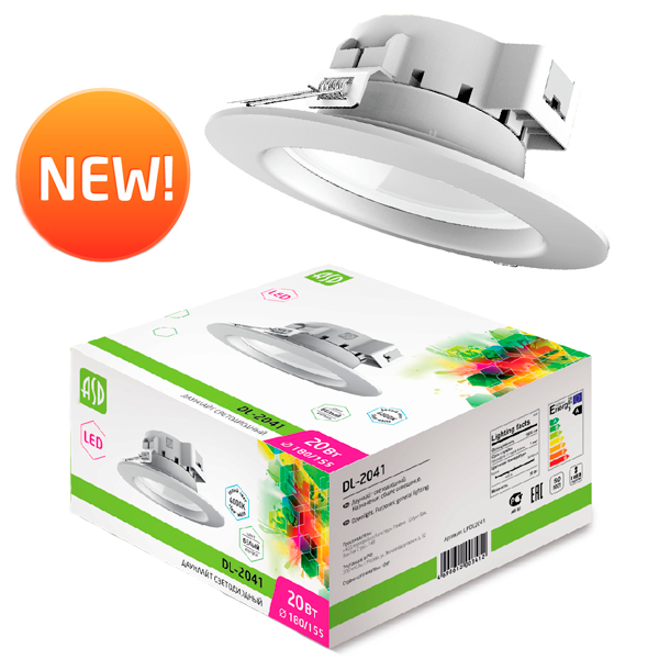 Даунлайт светодиодный  ASD DL-2061 20Вт 160-260В 6500К 1600Лм 180/155мм белый