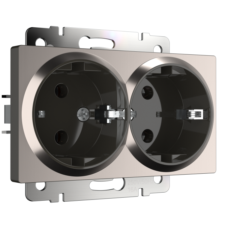 Werkel Розетка двойная с/з W1172002 (WL02-SKG-02-IP20) глянцевый никель