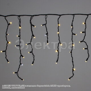 Бахрома светод. 3*0,6м (140LED) A-520 WW/W FLASH провод черный, морозостойкая