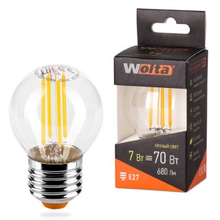 Лампа WOLTA Led Filament 25Y45GLFT 7W E27 3000К шар (965) (Уценка)