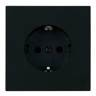 Розетка STEKKER серия Мия 1-местная с защитной шторкой с/з 250В, 16А, RST16-3110-05, черный бархат