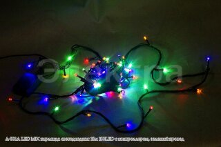 Гирлянда светодиодная 10м  100LED с котроллером A-001A LED MIX зеленый провод