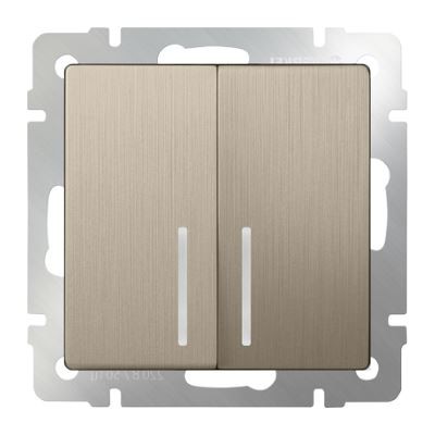 Werkel Выключатель 2-кл. проходной с подсветкой  Шампань рифленый W1122110 (WL10-SW-2G-2W-LED)