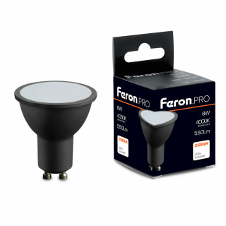 Лампа светодиодная Feron.PRO LB-1608 GU10 8W 175-265V 4000K в черном корпусе 120^