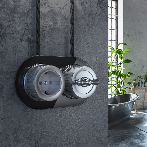 Werkel Ретро Выключатель двухклавишный на 4 положения W5720022 Матовый хром Ретро