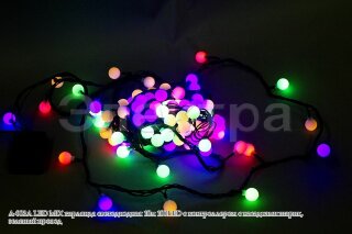 Гирлянда светодиодная 10м 100LED c контроллером с насадками "шарик", зел. провод A-002A LED MIX