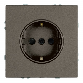 Розетка 1-местная с/з шторкой с/з (механизм) 250В 16А серия Эмили RST16-5110-09 антрацит, soft touch