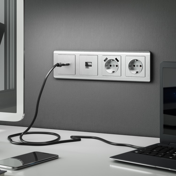 Werkel Розетка интернет 1-ая  RJ-45 Серебряный рифленый W1181009 (WL09-RJ-45)