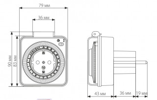 Розетки-таймеры TMH-M-2 16A*1 IP44 белый