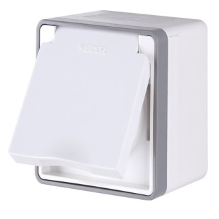 Werkel Gallant Розетка 1-ая с/з влагозащ. с защ.крышкой и шторками IP44 Белая W5071201 (WL15-02-04)