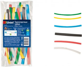 Термоусадочная трубка Uniel UIS-C010 50/25/21 MIX POLYBAG 7 цветов