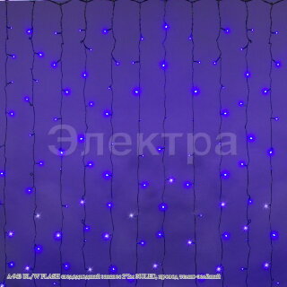 Занавес светодиодный 2*2м 300LED A-943 BL/W FLASH  провод темно-зеленый
