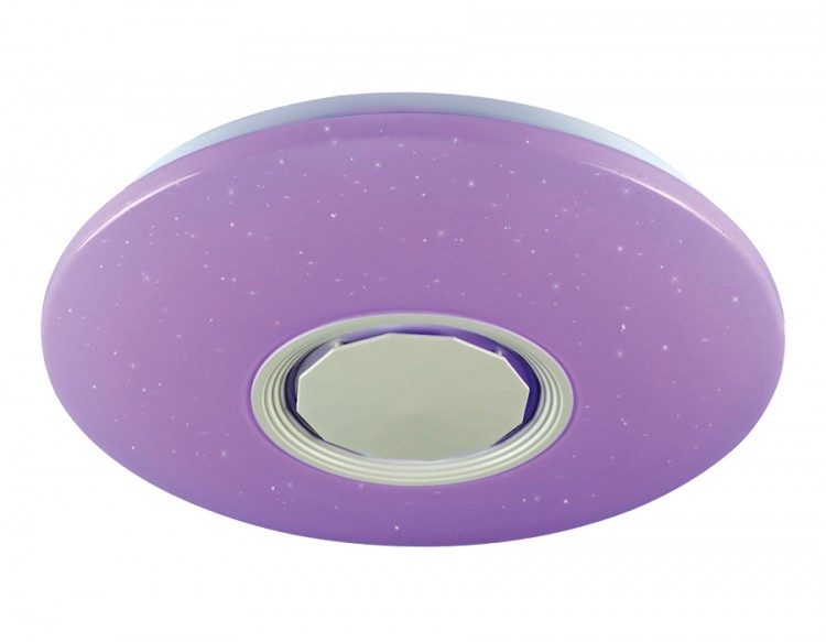 Музыкальный светодиод.светильник с подсв.RGB FF200 WH/CH белый 48W D395*80 (ПДУ ИК)