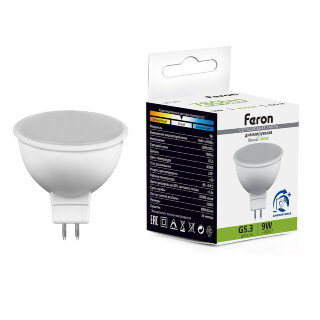 Лампа светодиодная Feron LB-561 MR16 G5.3 9W 230V 4000K диммируемая