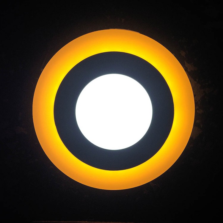 Встраиваемый светильник AURA 6011 WH-Orange-Yellow 6W желтая подсветка ( 3 режима)