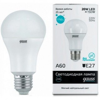 Лампа Gauss LED Elementary 20W A60 23229 4100K E27
