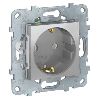 SE Unica New Алюминий Розетка с/з без шторок, с быстрозажимными клеммами, 16А, 250В