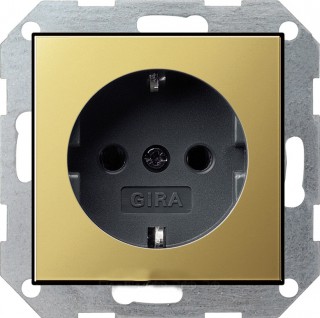 Gira S-55 Розетка с/з Латунь/Антрацит
