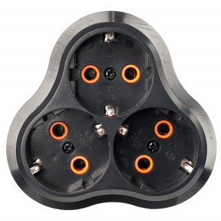 Разветвитель сетевой 3-местный с/з STEKKER ADP16-23-21, 250V, 16A, ABS пластик, черный 50682
