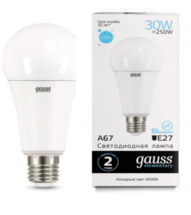 Лампа Gauss LED Elementary 30W A67 73239 6500K E27