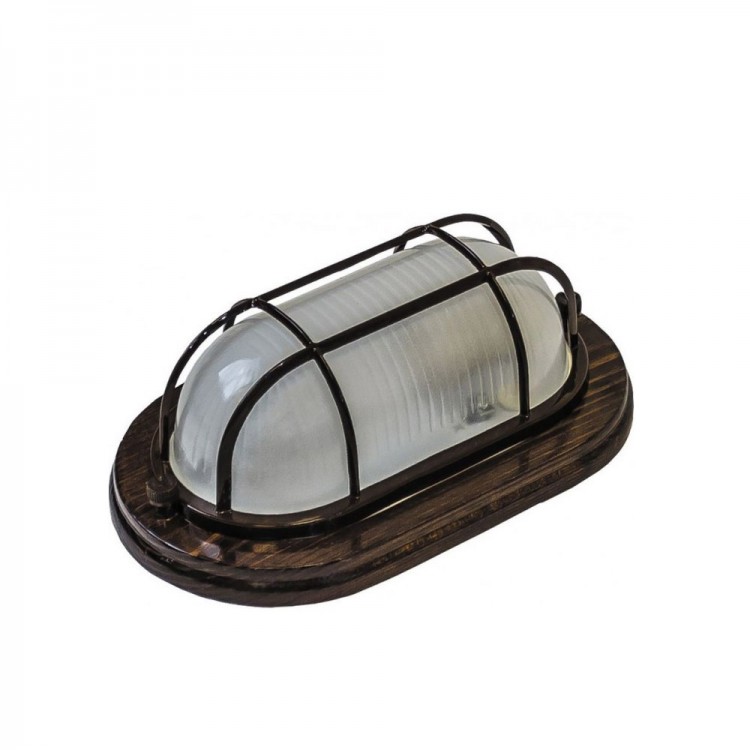 Светильник FERON 220V 60Вт Е27, дерево, орех, овал, с решеткой, IP54